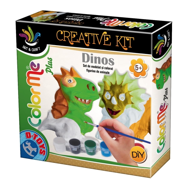 Set de modelat si colorat 2 figurine cu dinozauri