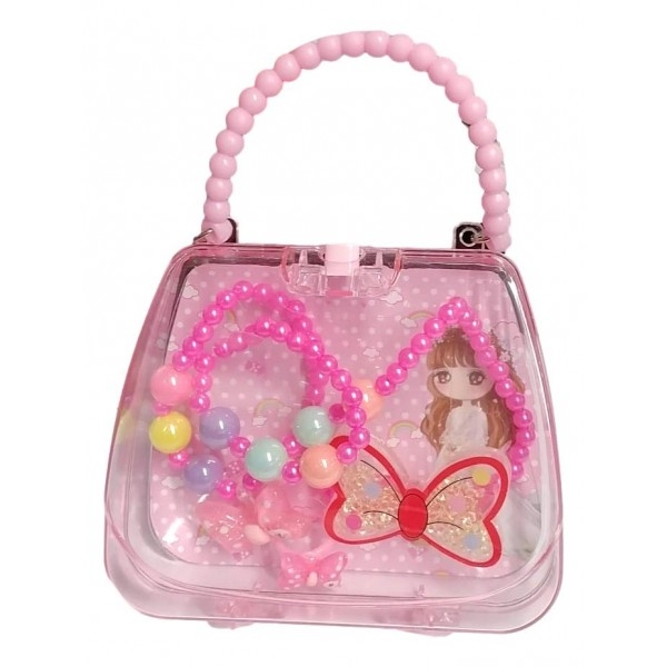 Gentuta cu accesorii pentru fetite, Roz