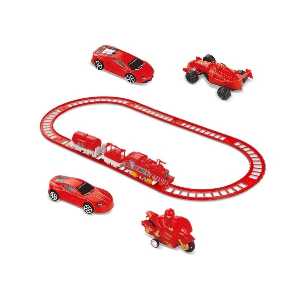 Set de joaca trenulet electric cu 4 vehicule City Rescue Brigade