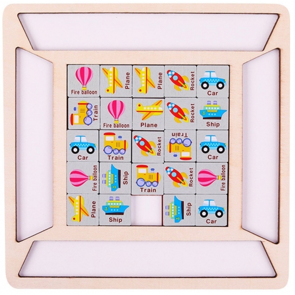 Puzzle din lemn sorteaza perechile cu mijloace de transport