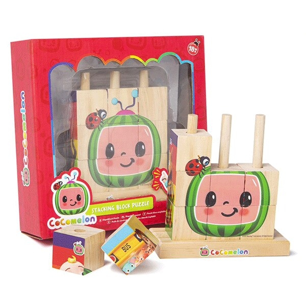 Puzzle din cuburi Cocomelon 4 imagini, 18 luni+, 9 piese