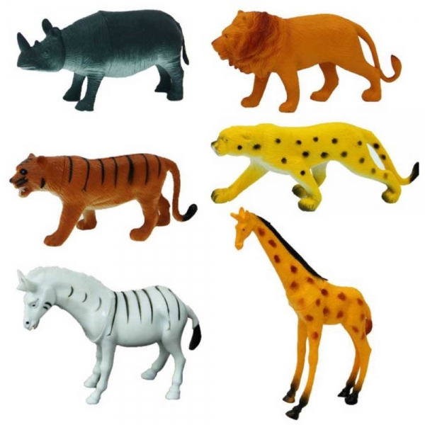 Set figurine animale salbatice in punga mare, Crazoo, 6 bucati