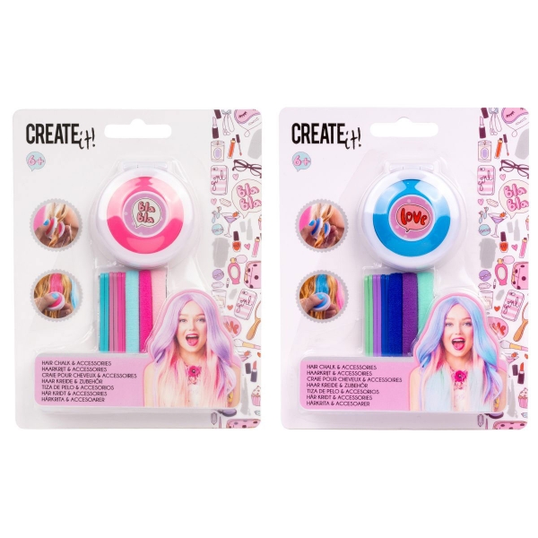 Set accesorii si creta de par pentru fetite Create It! Diverse culori