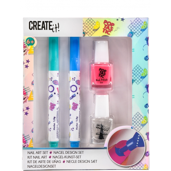 Set lacuri de unghii si markere pentru fetite Create It! Roz