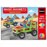 Set de constructie Magnetic, 26 piese 3D, Vehicule