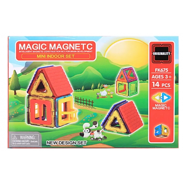 Set de constructie magnetic Casute 14 piese