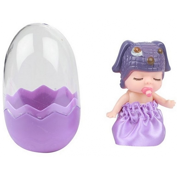 Jucarie figurina bebelus in ou surpriza, 8 cm, Mov, Toi-Toys