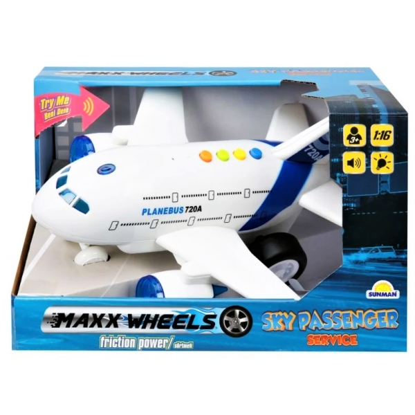 Jucarie interactiva Avion cu lumini si sunete, Maxx Wheels, 1:16
