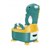 Olita anti-alunecare pentru copii cu spatar/capac dinozaur, Verde