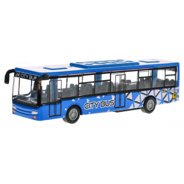 Masinuta metalica autobuz, 15 cm, Albastru