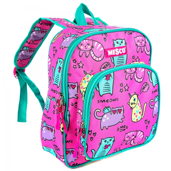 Ghiozdane de gradinita Mesco cu 2 compartimente, Pisici unicorn, Roz, 32x26x10 cm