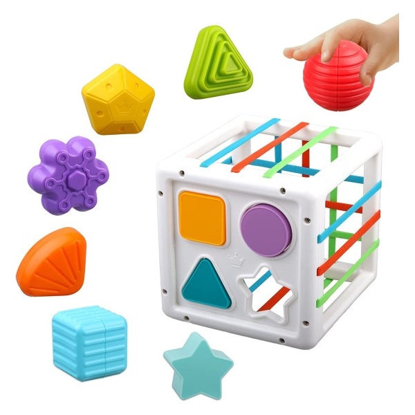 Jucarie de motricitate cub de sortat forme geometrice