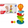 Jucarie interactiva si educativa pentru bebelusi spirala cu bile si cos leu, 28 cm