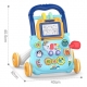 Jucarie interactiva antemergator multifunctional 2in1, tabla detasabila de desenat, sortator cu forme, roti antiderapante