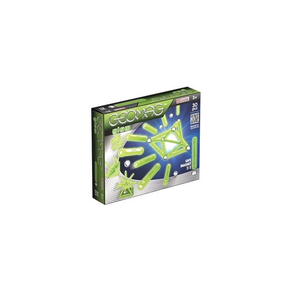 Set de constructie magnetic Geomag Kids Glow, 30 piese
