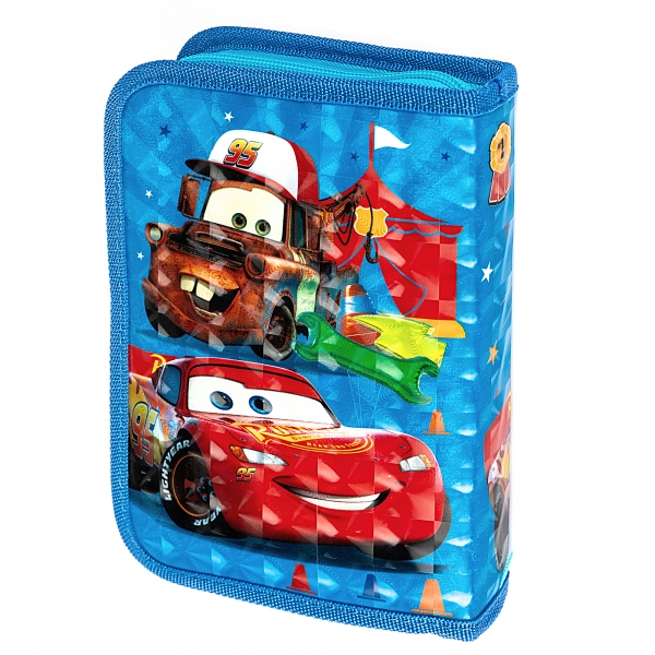 Penar textil 1 fermoar si 2 flapsuri Cars, 21 x 14 x 3.5 cm