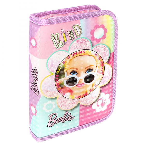 Penar textil 1 fermoar si 2 flapsuri Barbie, 21 x 14 x 3.5 cm