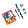 Set cadou cu ceas Sonic, Agenda si instrumente, 6 piese