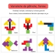 Joc de inteligenta Tetris puzzle din lemn, 180 x 270 x 6 mm, 3-8 ani, Multicolor