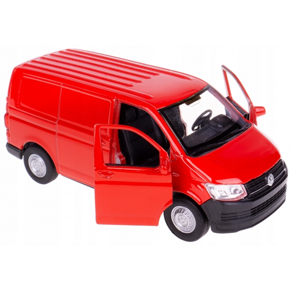 Macheta metalica Welly 1:34 Volkswagen Transporter T6, Rosu