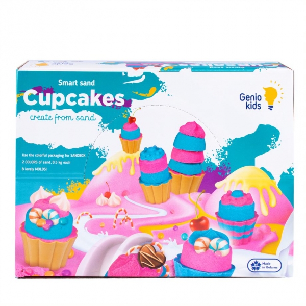 Set nisip kinetic GenioKids 1kg cu forme de modelat