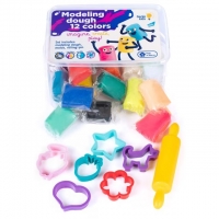 Set plastelina GenioKids 12 culori si 7 accesorii