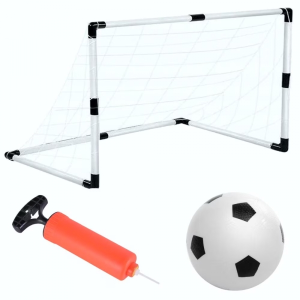 Set 2 mini porti de fotbal cu plasa, minge si pompa 60x40x30 cm