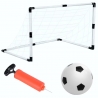 Set 2 mini porti de fotbal cu plasa, minge si pompa 60x40x30 cm
