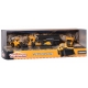 Set masini de constructie Majorette Volvo camion cu remorca, camion basculant, buldozer si excavator