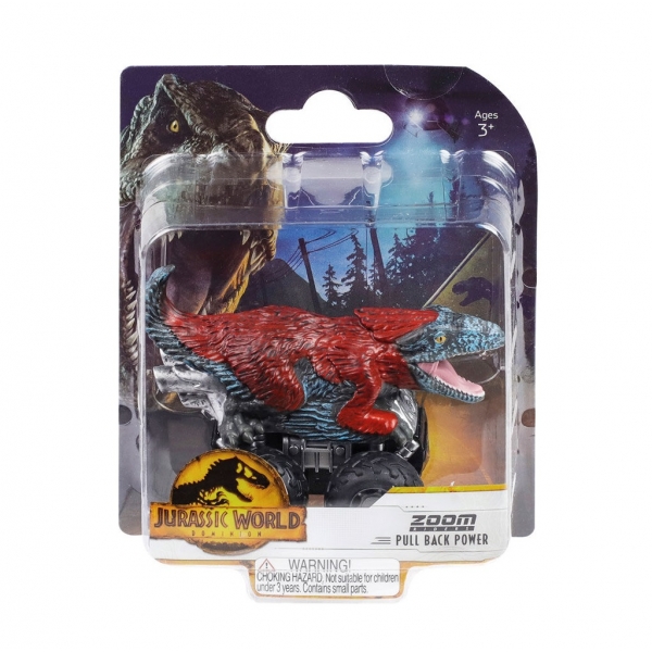 Masinuta cu figurina Jurassic Zoom Riders Dinovehicle, 8cm