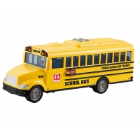 Autobuz scolar cu lumini si sunete, functie de deschidere a usilor, Galben, 20 cm