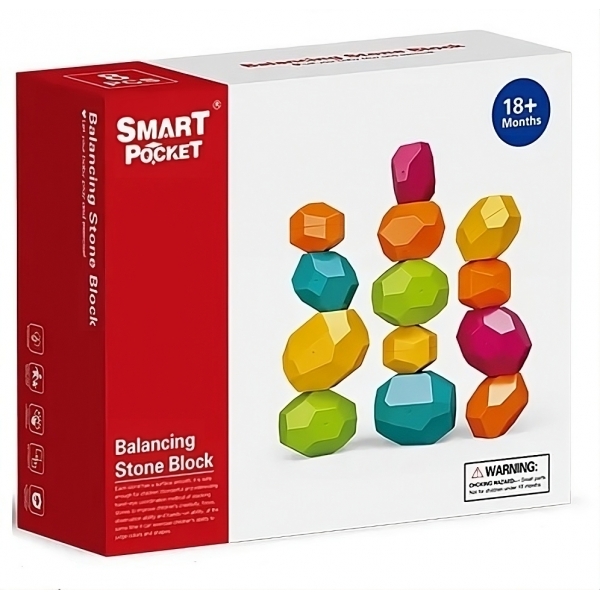 Joc educativ pentru echilibru si atentie, Pietrele colorate, 8 piese