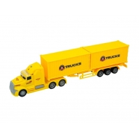 Masina de Transportat Containere cu Lumini si Sunete, Tir cu Remorca 39 cm, Jucarie Interactiva Utilaj Transport, Scara 1:50, Motor Fricțiune, Efecte Realiste, Jucarie pentru Baieti 3+ Ani, Dezvolta Imaginația si Coordonarea, Vehicule Constructii