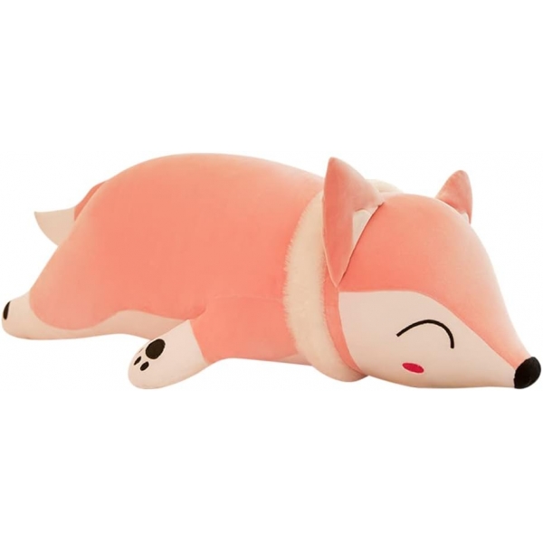 Jucarie de plus tip perna Vulpita Adormita, Roz, 35 cm