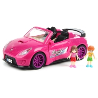 Masina pentru papusi cu 2 figurine Beauty SportCar, Roz, 28.5 x 18 x 12 cm