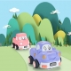 Set 2 masinute din material moale Rattle Cars, Pink and Purple, 21 x 11 x 10 CM