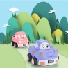 Set 2 masinute din material moale Rattle Cars, Pink and Purple, 21 x 11 x 10 CM