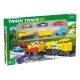 Set Trenulet electric pe sina cu bariere, Tren, Vagon si 4 vehicule incluse, 41.5 x 24 x 4 cm