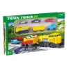 Set Trenulet electric pe sina cu bariere, Tren, Vagon si 4 vehicule incluse, 41.5 x 24 x 4 cm
