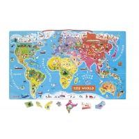 Puzzle Gigant Janod - Harta lumii magnetica, 92 piese