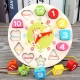 Jucarie Educativa , Tip Montessori, Model Ceas Girafa, din Lemn, + 36 Luni, 12 Piese, 17 cm, Multicolor