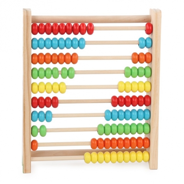 Numaratoare , din Lemn, Vopsea Ecologica, 10 Siruri x 10 Margele, 4-6 Ani, 24.5 x 20.5 cm, Multicolor