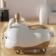 Masinuta Ride-On , Sistem Anti-Rasturnare, Sistem de Lumini si Sunet, Bluetooth, 1-3 Ani, Model Catel, Alb - Maro