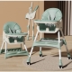Scaun de masa pentru bebelusi si copii, invelis piele artificiala, centura siguranta, spatiu depozitare, 97 x 73 x 65 cm, verde
