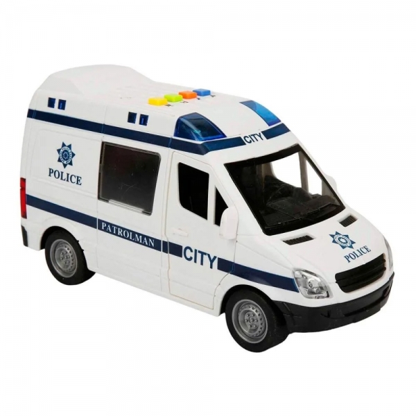 Masina de politie cu lumini si sunete Maxx Wheels, 1:16, Alb-Albastru