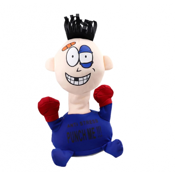 Jucarie de plus interactiva antistres, Punch Me, Albastru, 25 cm