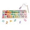 Joc educativ Pescuit, Numaratoare, Puzzle din lemn, 4 in 1,Momki, 35 piese
