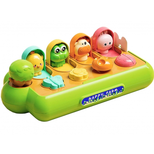 Jucarie bebelusi educativa cu Animalutele ascunse si fluier, 30 x 16 cm