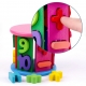Joc din lemn Sortator de forme geometrice, Cifre si Culori, 13 x 12 cm
