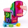 Joc din lemn Sortator de forme geometrice, Cifre si Culori, 13 x 12 cm